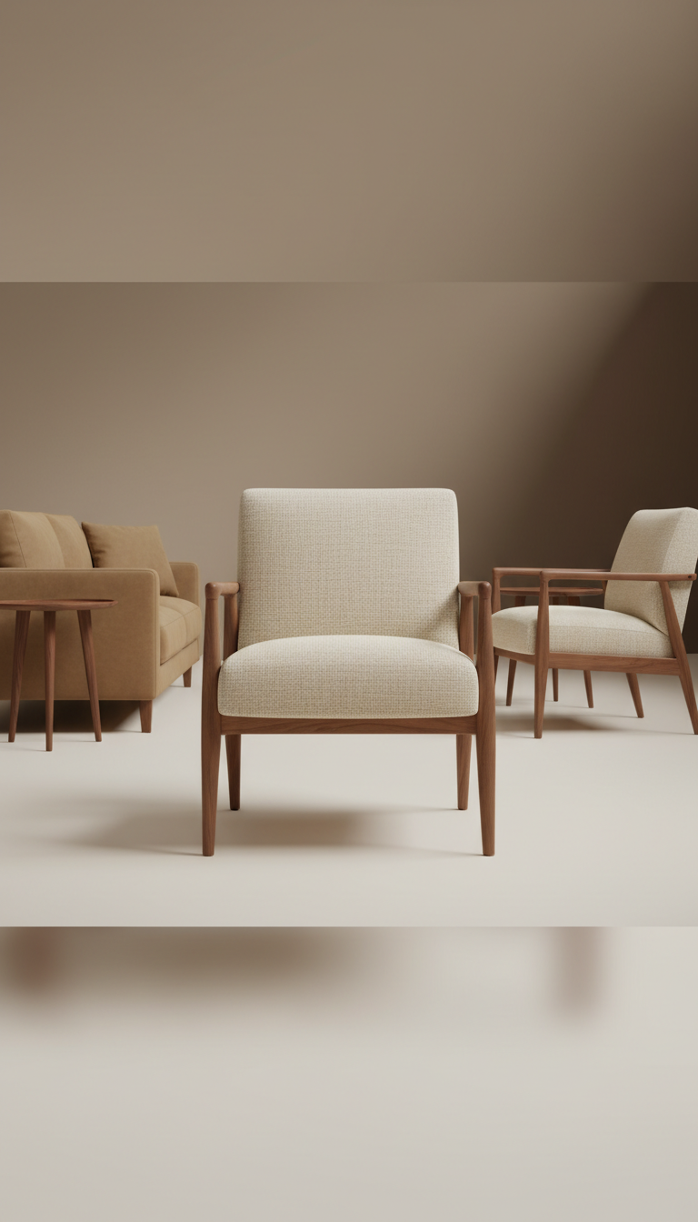 Walnut Wood Sculpted Accent Chair