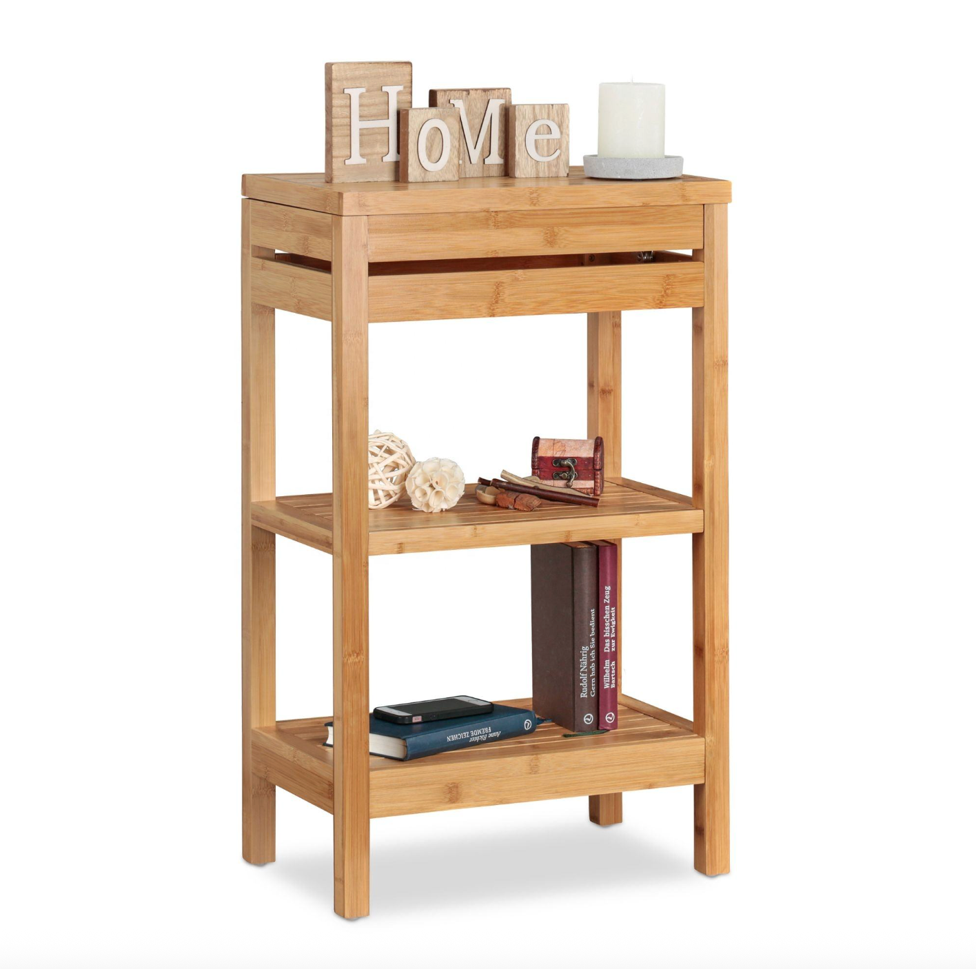 3-Tier Natural Floor Storage Cabinet