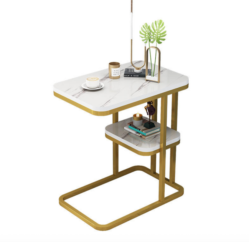Modern Freestanding Metal Cubby Shelf Side Table