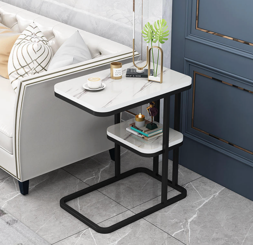 Modern Freestanding Metal Cubby Shelf Side Table