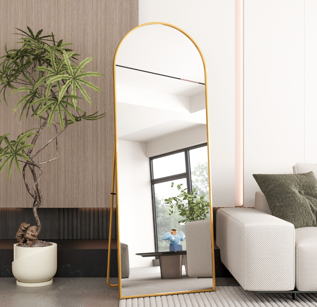 Arched Full-Length Aluminum Floor Mirror