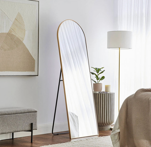 Arched Full-Length Aluminum Floor Mirror