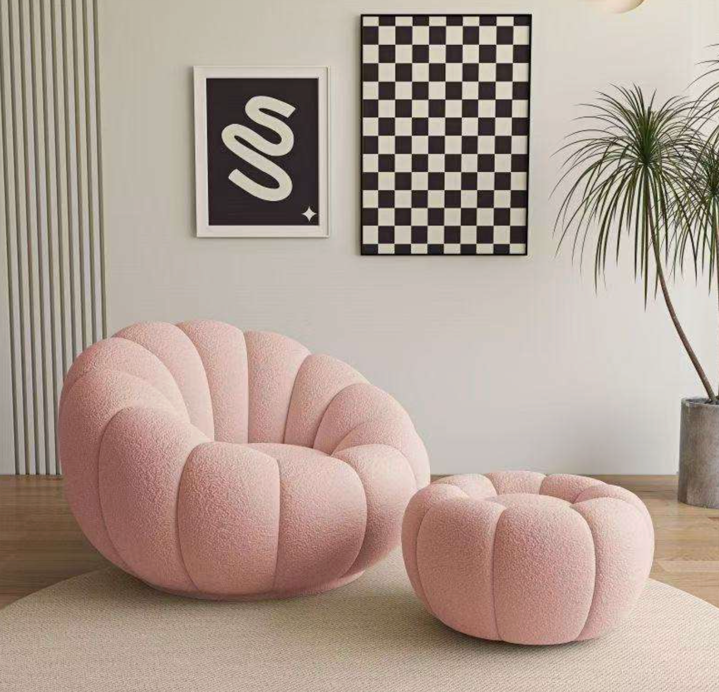 Pumpkin-Style Single Lounge Sofa Chair