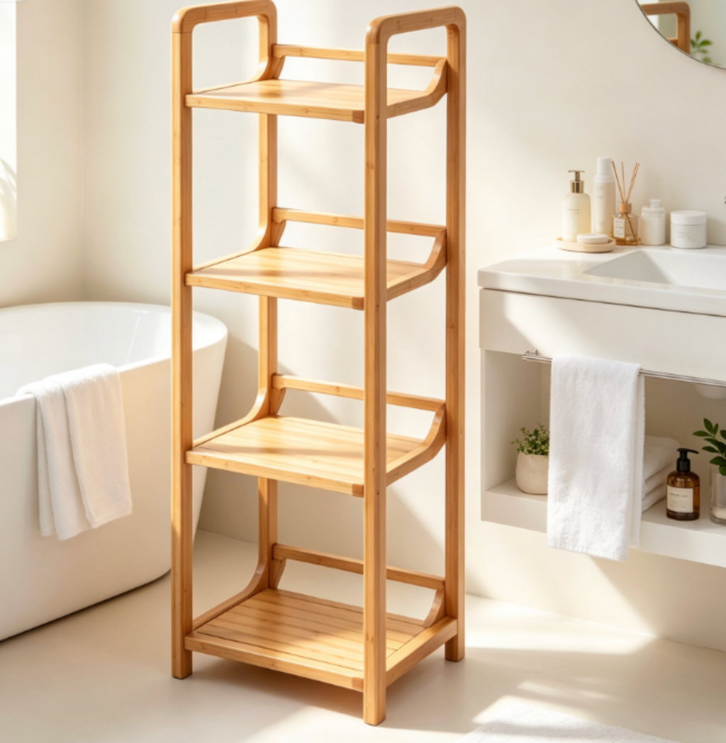 Minimalist 4-Tier Bamboo Storage Shelf