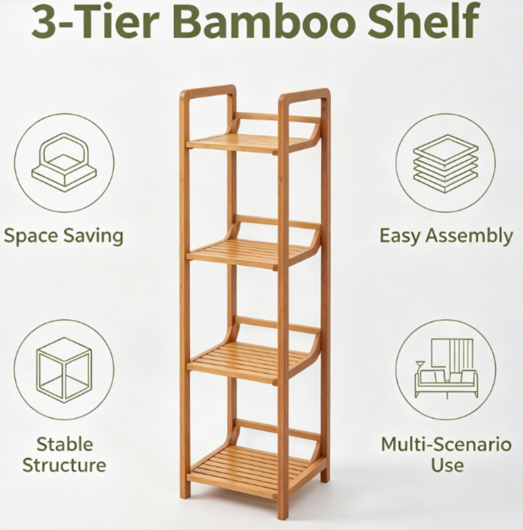 Minimalist 4-Tier Bamboo Storage Shelf