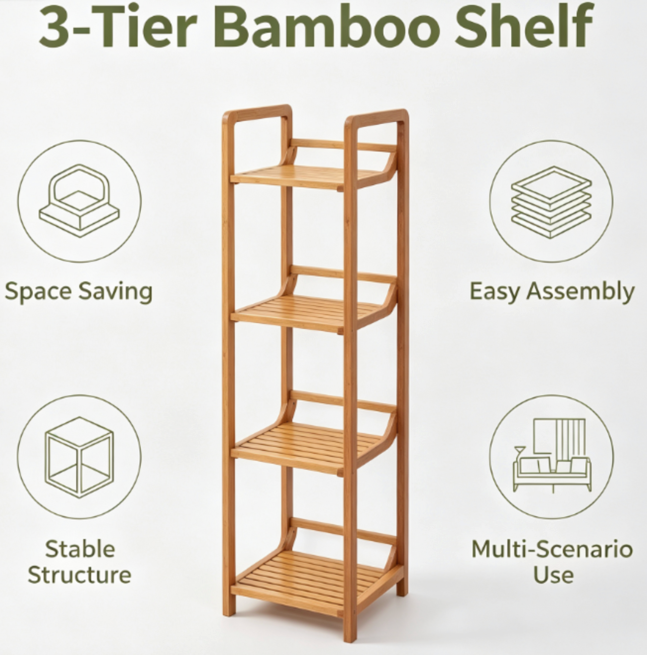 Minimalist 4-Tier Bamboo Storage Shelf