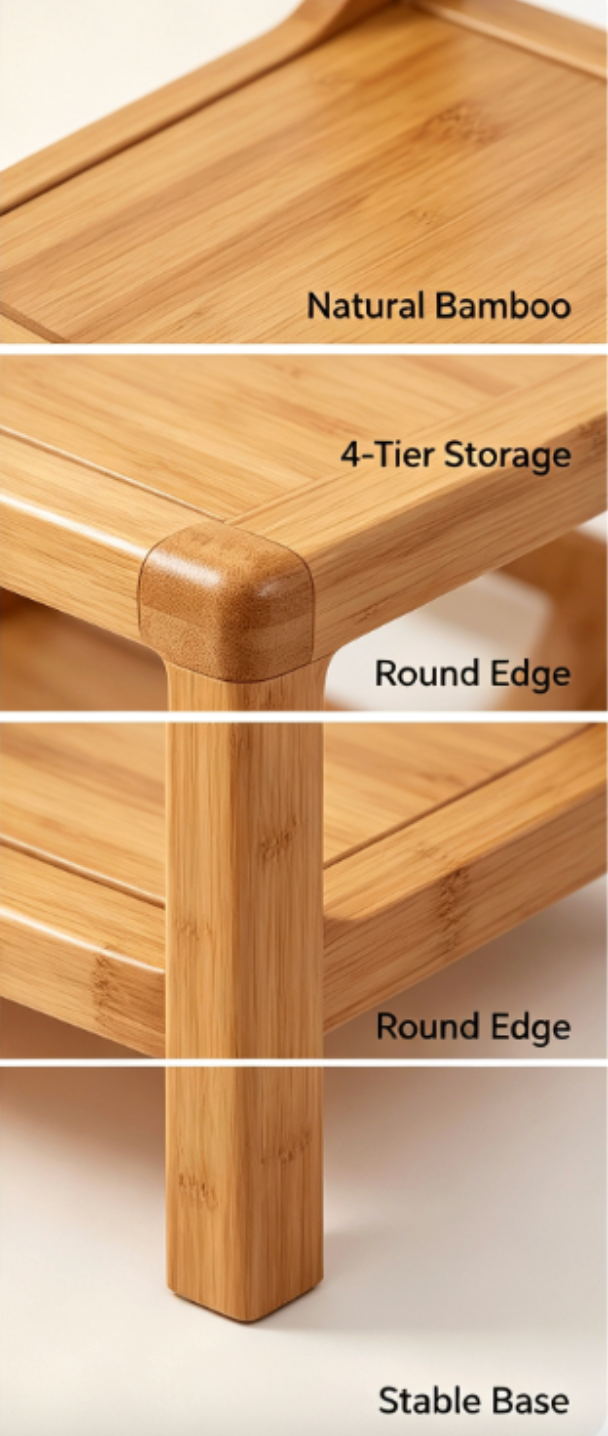 Minimalist 4-Tier Bamboo Storage Shelf
